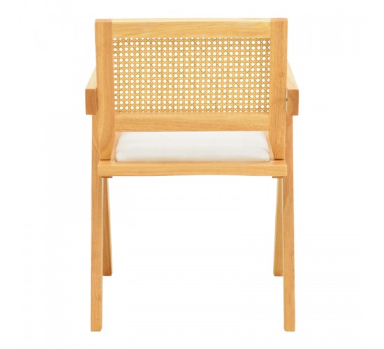 Πολυθρόνα Winslow rubberwood σε φυσική απόχρωση-ύφασμα λευκό 51x54x80εκ Υλικό: RUBBERWOOD - PE RATTAN - FABRIC 382-000009