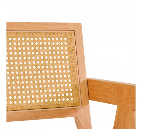 Πολυθρόνα Winslow rubberwood σε φυσική απόχρωση-ύφασμα λευκό 51x54x80εκ Υλικό: RUBBERWOOD - PE RATTAN - FABRIC 382-000009