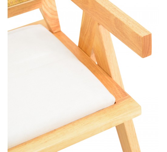 Πολυθρόνα Winslow rubberwood σε φυσική απόχρωση-ύφασμα λευκό 51x54x80εκ Υλικό: RUBBERWOOD - PE RATTAN - FABRIC 382-000009