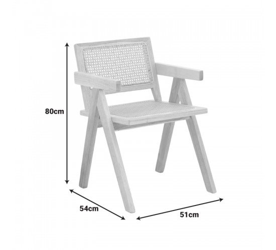 Πολυθρόνα Winslow rubberwood-rattan σε φυσική απόχρωση 51x54x80εκ Υλικό: RUBBERWOOD - PE RATTAN - FABRIC 382-000010