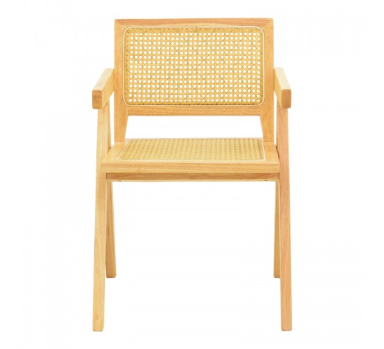 Πολυθρόνα Winslow rubberwood-rattan σε φυσική απόχρωση 51x54x80εκ Υλικό: RUBBERWOOD - PE RATTAN - FABRIC 382-000010
