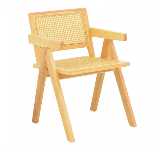 Πολυθρόνα Winslow rubberwood-rattan σε φυσική απόχρωση 51x54x80εκ Υλικό: RUBBERWOOD - PE RATTAN - FABRIC 382-000010