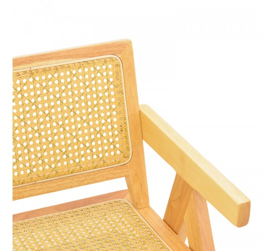 Πολυθρόνα Winslow rubberwood-rattan σε φυσική απόχρωση 51x54x80εκ Υλικό: RUBBERWOOD - PE RATTAN - FABRIC 382-000010