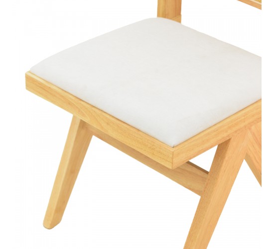 Καρέκλα Winslow rubberwood σε φυσική απόχρωση-ύφασμα λευκό 46x58x80εκ Υλικό: RUBBERWOOD -PE RATTAN - FABRIC 382-000011