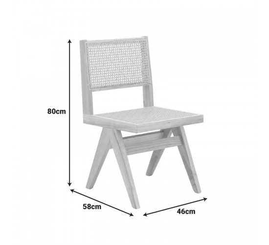 Καρέκλα Winslow rubberwood-rattan σε φυσική απόχρωση 46x58x80εκ Υλικό: RUBBERWOOD -PE RATTAN 382-000012