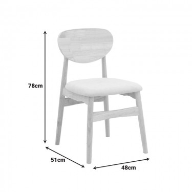 Καρέκλα Cardith rubberwood-plywood σε φυσική απόχρωση-ύφασμα γκρι-μπεζ 48x51x78εκ Υλικό: RUBBERWOOD - PLYWOOD - FABRIC 382-000013