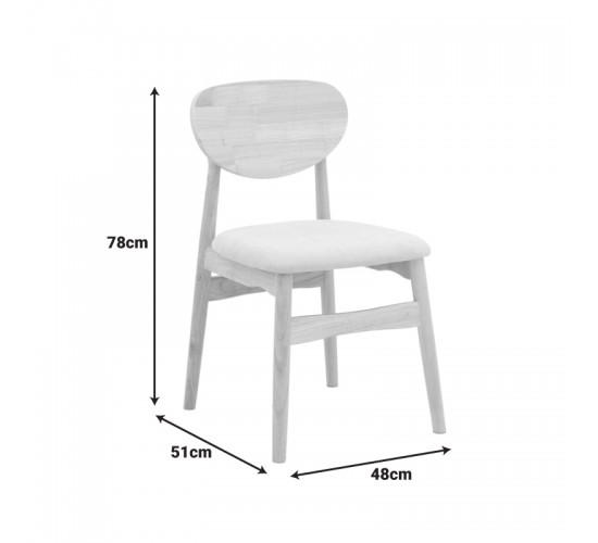 Καρέκλα Cardith rubberwood-plywood σε φυσική απόχρωση-ύφασμα γκρι-μπεζ 48x51x78εκ Υλικό: RUBBERWOOD - PLYWOOD - FABRIC 382-000013