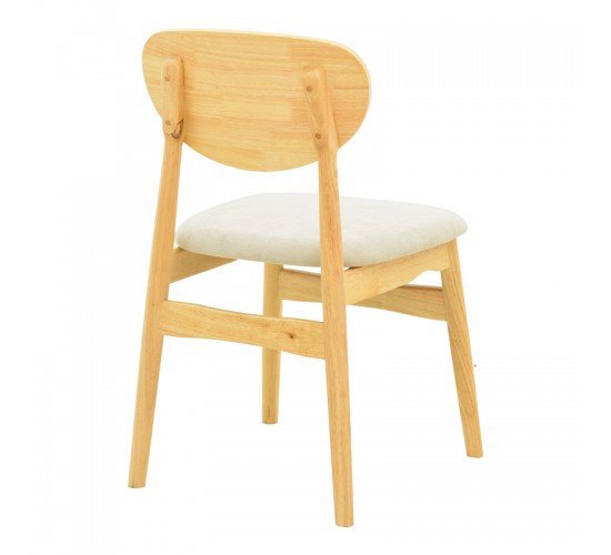 Καρέκλα Cardith rubberwood-plywood σε φυσική απόχρωση-ύφασμα γκρι-μπεζ 48x51x78εκ Υλικό: RUBBERWOOD - PLYWOOD - FABRIC 382-000013