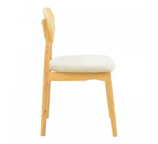 Καρέκλα Cardith rubberwood-plywood σε φυσική απόχρωση-ύφασμα γκρι-μπεζ 48x51x78εκ Υλικό: RUBBERWOOD - PLYWOOD - FABRIC 382-000013