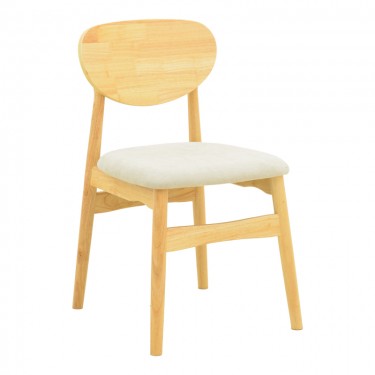 Καρέκλα Cardith rubberwood-plywood σε φυσική απόχρωση-ύφασμα γκρι-μπεζ 48x51x78εκ Υλικό: RUBBERWOOD - PLYWOOD - FABRIC 382-000013