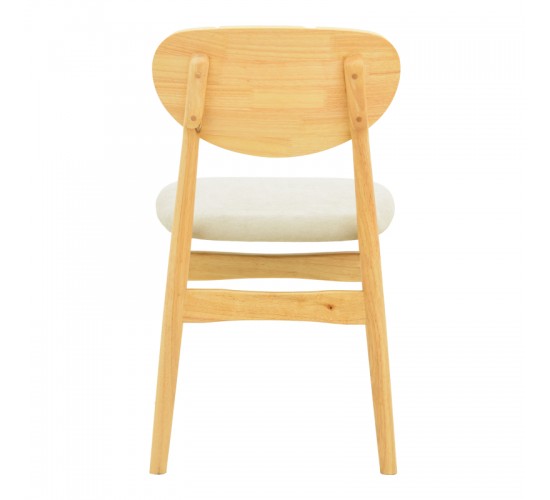 Καρέκλα Cardith rubberwood-plywood σε φυσική απόχρωση-ύφασμα γκρι-μπεζ 48x51x78εκ Υλικό: RUBBERWOOD - PLYWOOD - FABRIC 382-000013