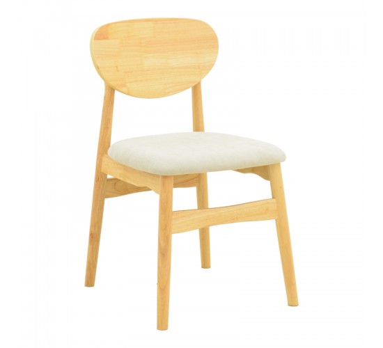 Καρέκλα Cardith rubberwood-plywood σε φυσική απόχρωση-ύφασμα γκρι-μπεζ 48x51x78εκ Υλικό: RUBBERWOOD - PLYWOOD - FABRIC 382-000013