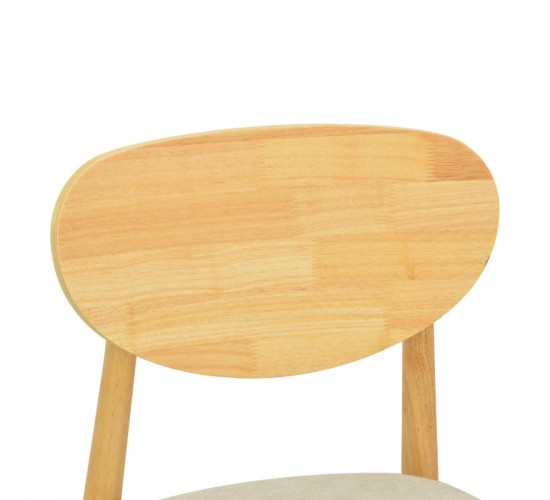 Καρέκλα Cardith rubberwood-plywood σε φυσική απόχρωση-ύφασμα γκρι-μπεζ 48x51x78εκ Υλικό: RUBBERWOOD - PLYWOOD - FABRIC 382-000013