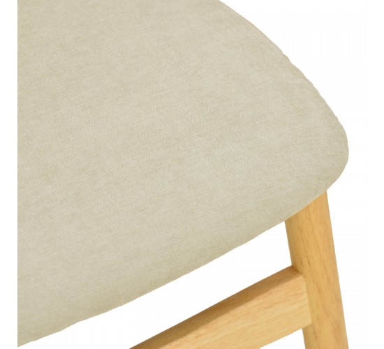 Καρέκλα Cardith rubberwood-plywood σε φυσική απόχρωση-ύφασμα γκρι-μπεζ 48x51x78εκ Υλικό: RUBBERWOOD - PLYWOOD - FABRIC 382-000013