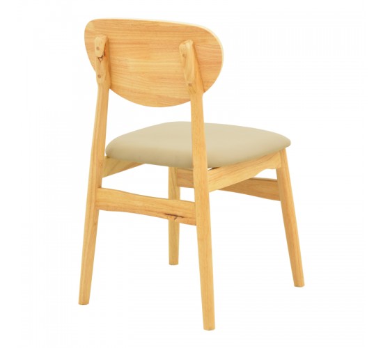 Καρέκλα Cardith rubberwood-plywood σε φυσική απόχρωση-pu μπεζ 48x51x78εκ Υλικό: RUBBERWOOD - PLYWOOD - PU 382-000014