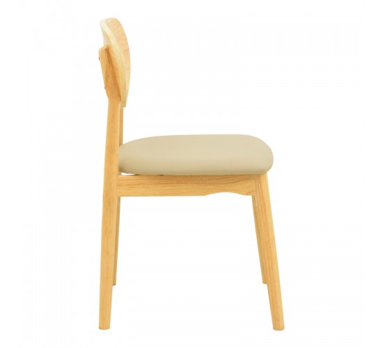 Καρέκλα Cardith rubberwood-plywood σε φυσική απόχρωση-pu μπεζ 48x51x78εκ Υλικό: RUBBERWOOD - PLYWOOD - PU 382-000014