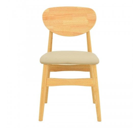 Καρέκλα Cardith rubberwood-plywood σε φυσική απόχρωση-pu μπεζ 48x51x78εκ Υλικό: RUBBERWOOD - PLYWOOD - PU 382-000014