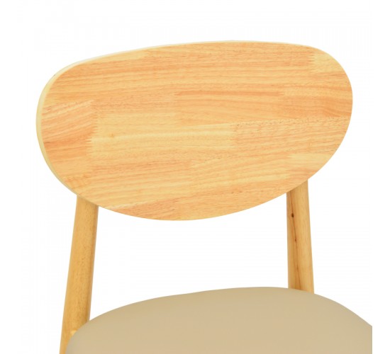 Καρέκλα Cardith rubberwood-plywood σε φυσική απόχρωση-pu μπεζ 48x51x78εκ Υλικό: RUBBERWOOD - PLYWOOD - PU 382-000014
