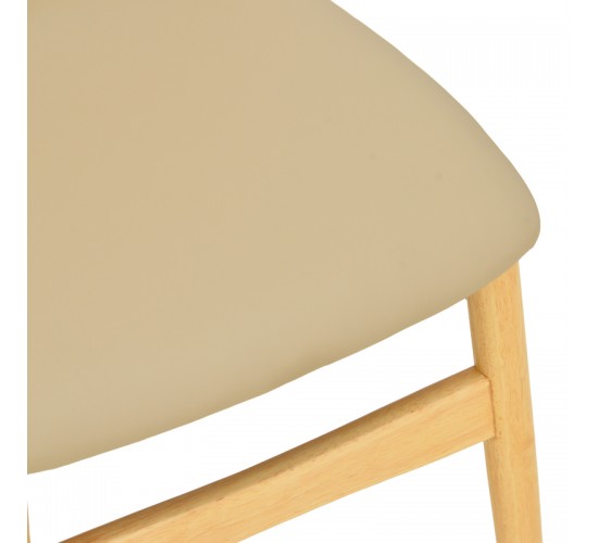 Καρέκλα Cardith rubberwood-plywood σε φυσική απόχρωση-pu μπεζ 48x51x78εκ Υλικό: RUBBERWOOD - PLYWOOD - PU 382-000014