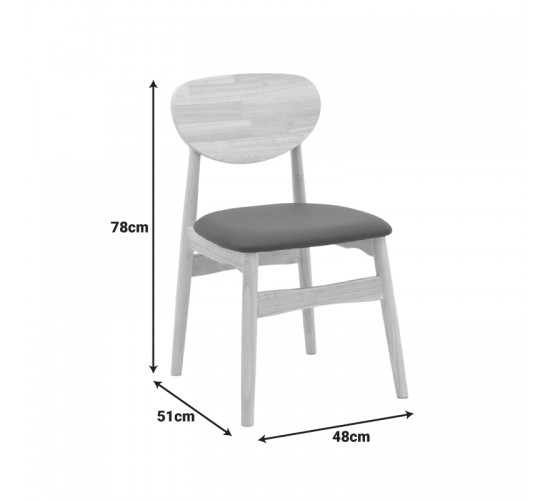 Καρέκλα Cardith rubberwood-plywood σε φυσική απόχρωση-pu μαύρο 48x51x78εκ Υλικό: RUBBERWOOD - PLYWOOD - PU 382-000015
