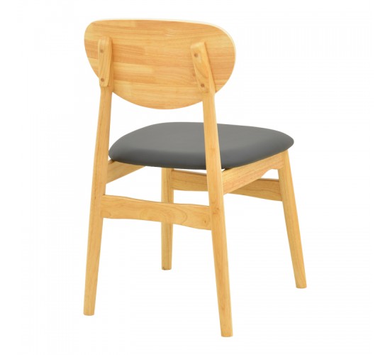 Καρέκλα Cardith rubberwood-plywood σε φυσική απόχρωση-pu μαύρο 48x51x78εκ Υλικό: RUBBERWOOD - PLYWOOD - PU 382-000015