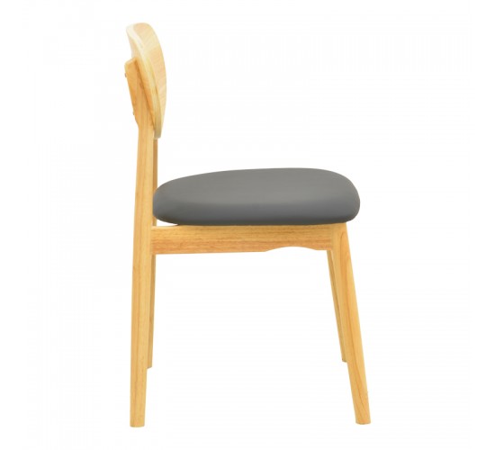 Καρέκλα Cardith rubberwood-plywood σε φυσική απόχρωση-pu μαύρο 48x51x78εκ Υλικό: RUBBERWOOD - PLYWOOD - PU 382-000015