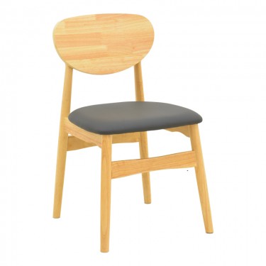 Καρέκλα Cardith rubberwood-plywood σε φυσική απόχρωση-pu μαύρο 48x51x78εκ Υλικό: RUBBERWOOD - PLYWOOD - PU 382-000015