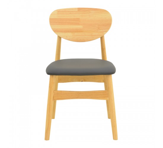 Καρέκλα Cardith rubberwood-plywood σε φυσική απόχρωση-pu μαύρο 48x51x78εκ Υλικό: RUBBERWOOD - PLYWOOD - PU 382-000015