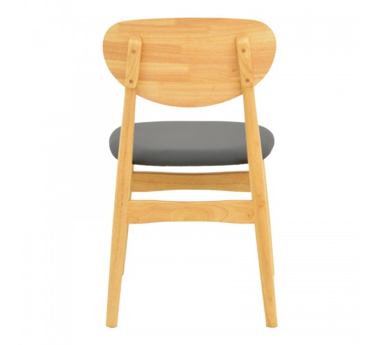 Καρέκλα Cardith rubberwood-plywood σε φυσική απόχρωση-pu μαύρο 48x51x78εκ Υλικό: RUBBERWOOD - PLYWOOD - PU 382-000015