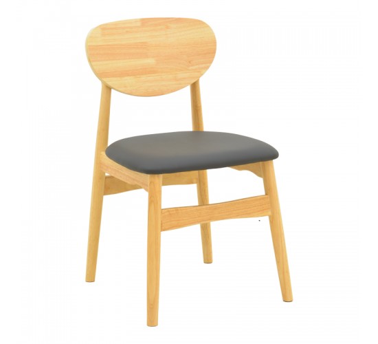 Καρέκλα Cardith rubberwood-plywood σε φυσική απόχρωση-pu μαύρο 48x51x78εκ Υλικό: RUBBERWOOD - PLYWOOD - PU 382-000015