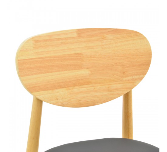 Καρέκλα Cardith rubberwood-plywood σε φυσική απόχρωση-pu μαύρο 48x51x78εκ Υλικό: RUBBERWOOD - PLYWOOD - PU 382-000015