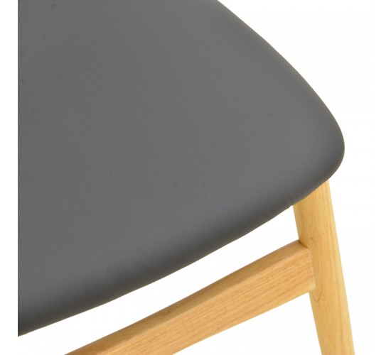 Καρέκλα Cardith rubberwood-plywood σε φυσική απόχρωση-pu μαύρο 48x51x78εκ Υλικό: RUBBERWOOD - PLYWOOD - PU 382-000015