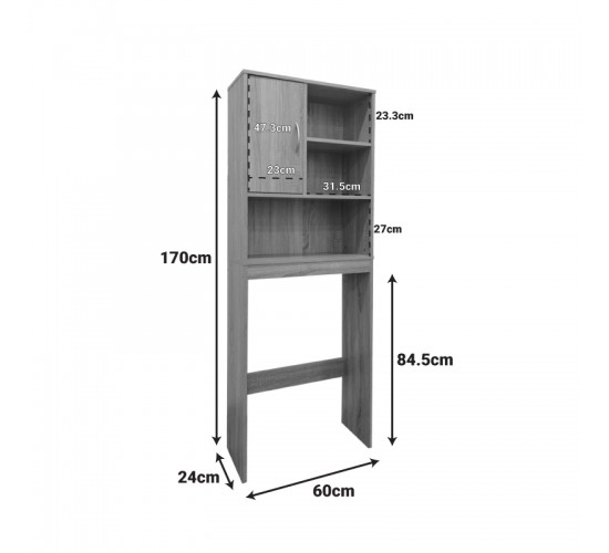 Έπιπλο πλυντηρίου Tazien σε sonoma απόχρωση 60x24x168.5εκ Υλικό: 15mm   Particle Board 383-000001