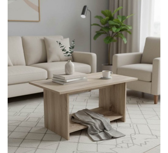 Τραπέζι σαλονιού Votalo σε sonoma απόχρωση 80x40x42εκ Υλικό: 15mm   Particle Board 383-000009