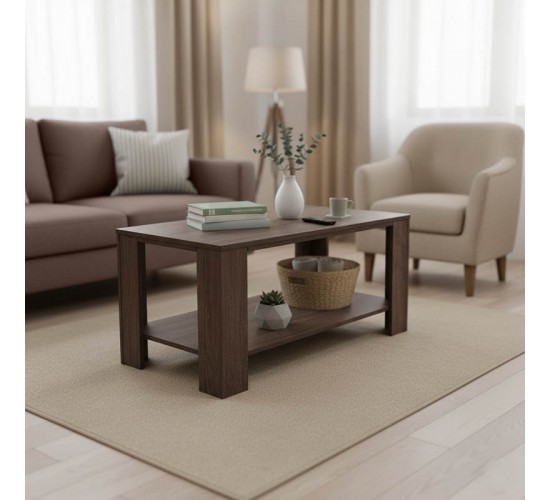 Τραπέζι σαλονιού Votalo I σε καρυδί απόχρωση 90x50x45εκ Υλικό: 15mm   Particle Board 383-000011