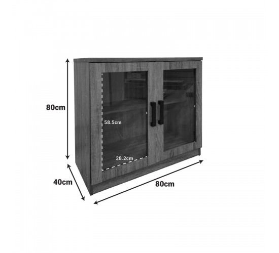 Παπουτσοθήκη-ντουλάπι Sapato σε oak απόχρωση 80x40x80εκ Υλικό: 12mm   Particle Board- GLass 383-000017