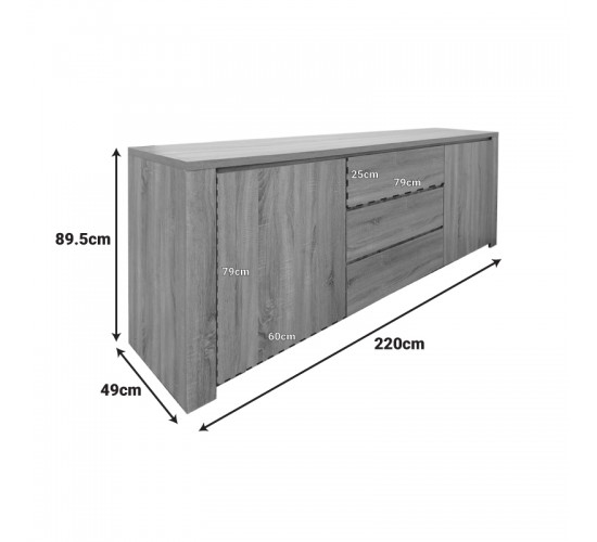 Μπουφές Kalya σε wenge απόχρωση 220x49x89.5εκ Υλικό: 15mm  Particle Board 383-000020