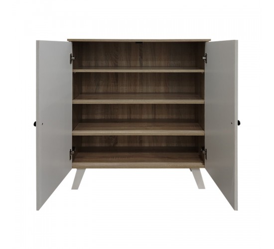 Παπουτσοθήκη-ντουλάπι Cathi σε λευκή-sonoma απόχρωση 80x34x95εκ Υλικό: 15mm   Particle Board 383-000025