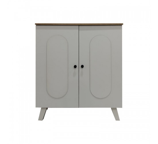 Παπουτσοθήκη-ντουλάπι Cathi σε λευκή-sonoma απόχρωση 80x34x95εκ Υλικό: 15mm   Particle Board 383-000025