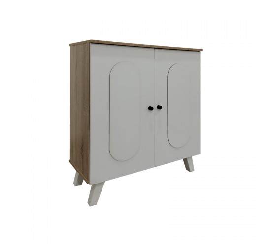 Παπουτσοθήκη-ντουλάπι Cathi σε λευκή-sonoma απόχρωση 80x34x95εκ Υλικό: 15mm   Particle Board 383-000025