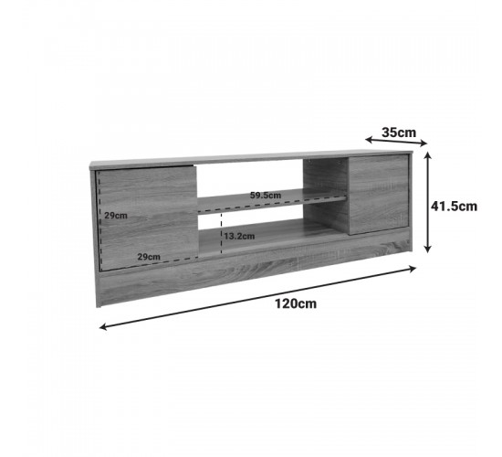 Έπιπλο τηλεόρασης Sasa σε sonoma απόχρωση 120x35x41.5εκ Υλικό: 12mm   Particle Board 383-000030