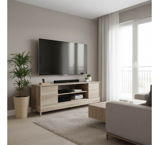 Έπιπλο τηλεόρασης Sasa σε sonoma απόχρωση 120x35x41.5εκ Υλικό: 12mm   Particle Board 383-000030