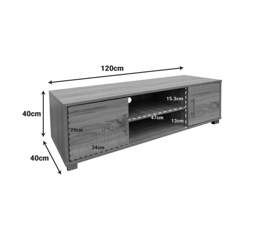 Έπιπλο τηλεόρασης Serank σε sonoma απόχρωση 120x40x40εκ Υλικό: 15mm   Particle Board 383-000036