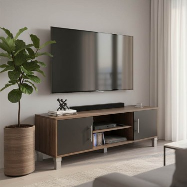 Έπιπλο τηλεόρασης Serank σε oak-ανθρακί απόχρωση 120x40x40εκ Υλικό: 15mm   Particle Board 383-000037