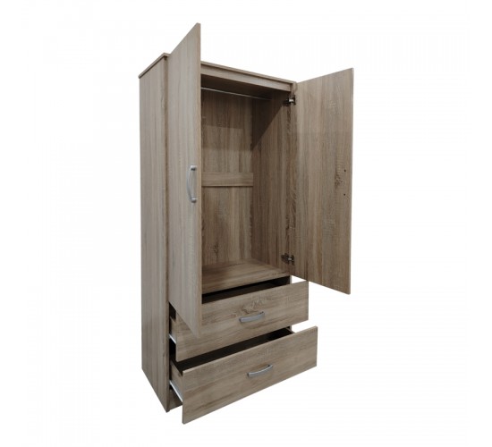 Ντουλάπα δίφυλλη με 2 συρτάρια Lego σε sonoma απόχρωση 80x42x180εκ Υλικό: 15mm Particle Board 383-000043