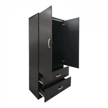 Ντουλάπα δίφυλλη με 2 συρτάρια Athos σε wenge απόχρωση 80x42x180εκ Υλικό: 15mm Particle Board 383-000044