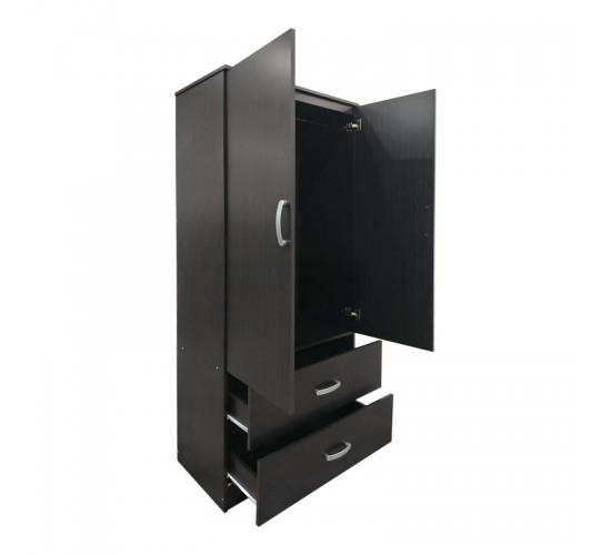 Ντουλάπα δίφυλλη με 2 συρτάρια Lego σε wenge απόχρωση 80x42x180εκ Υλικό: 15mm Particle Board 383-000044