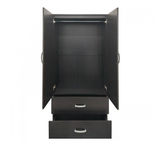 Ντουλάπα δίφυλλη με 2 συρτάρια Lego σε wenge απόχρωση 80x42x180εκ Υλικό: 15mm Particle Board 383-000044