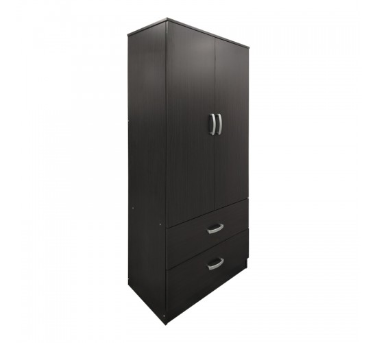 Ντουλάπα δίφυλλη με 2 συρτάρια Lego σε wenge απόχρωση 80x42x180εκ Υλικό: 15mm Particle Board 383-000044