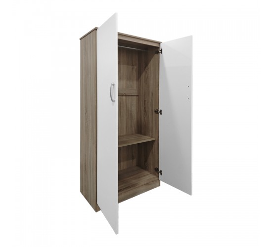 Ντουλάπα δίφυλλη Lego σε sonoma-λευκή απόχρωση 80x42x180εκ Υλικό: 15mm Particle Board 383-000052